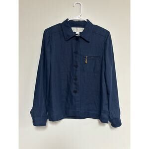 Vintage Doncaster 100% linen jacket blazer blue button classic 6